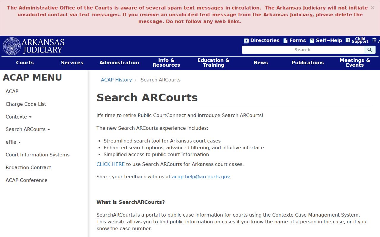 Izard County court docket Search ARCourts coverage page