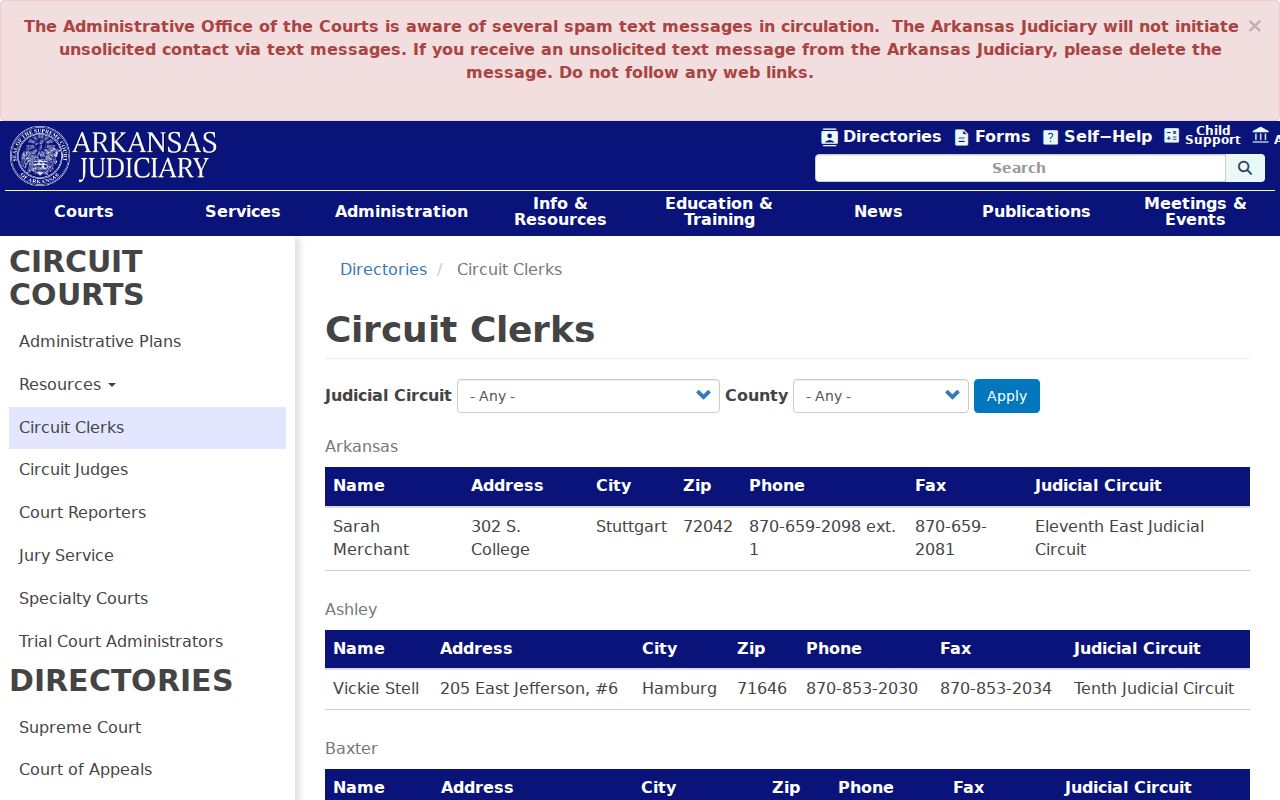 Izard County docket search circuit clerk directory