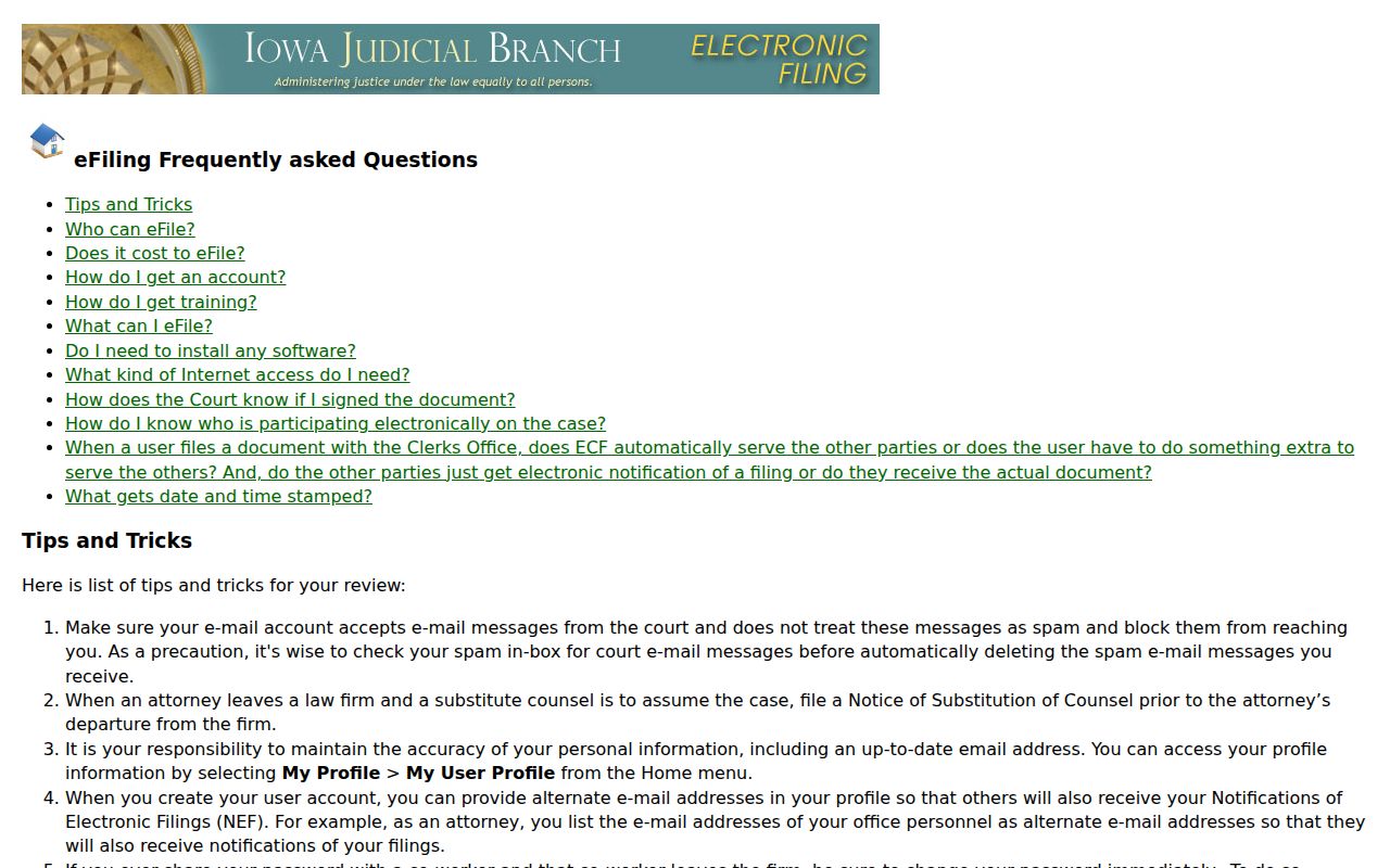 Official access FAQ for Izard County civil court docket filing records