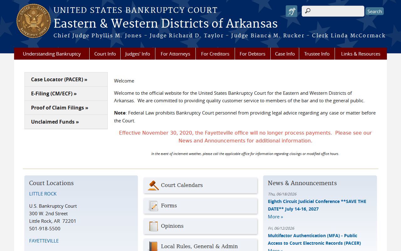 Arkansas bankruptcy system distinct from Izard County criminal court dockets