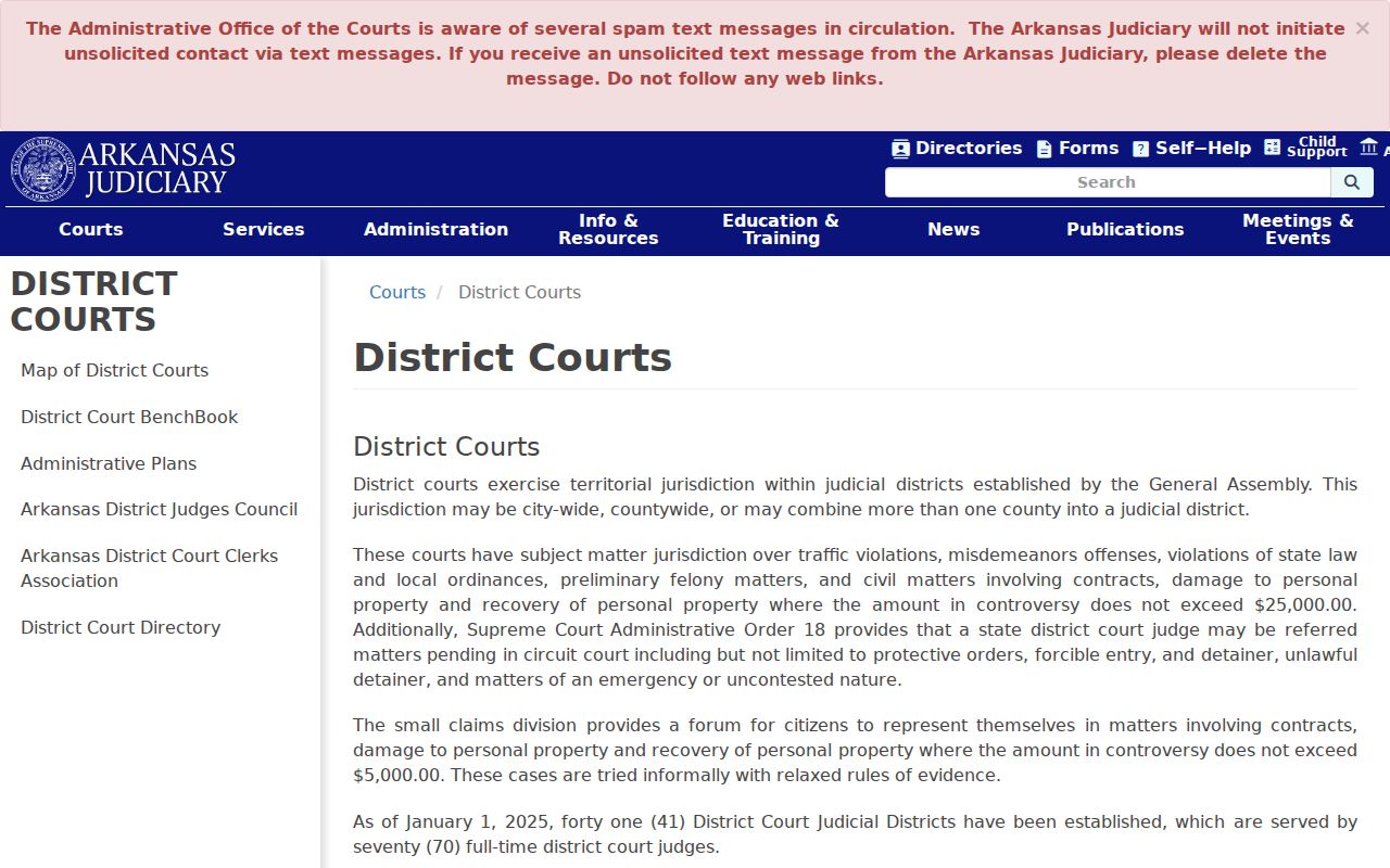 Izard County criminal court docket source explaining Arkansas district courts