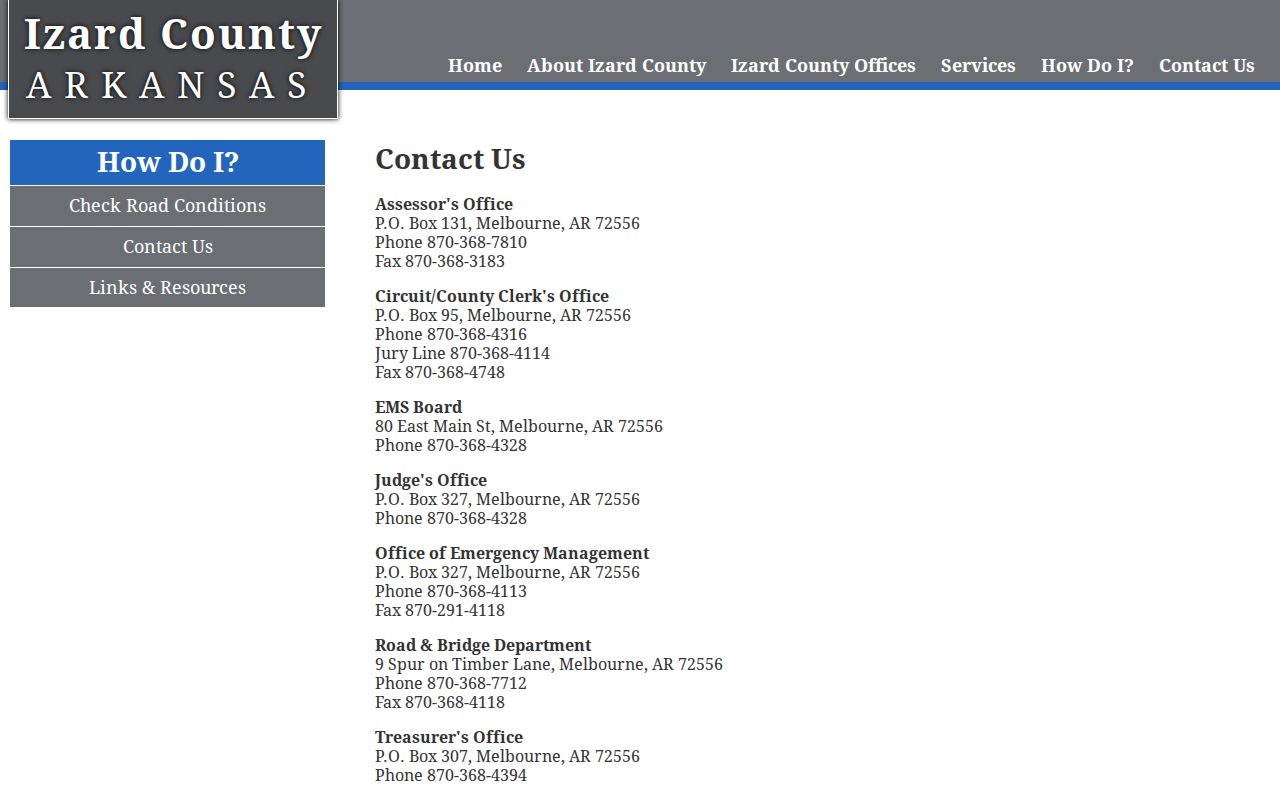 Izard County traffic court records official county contact directory