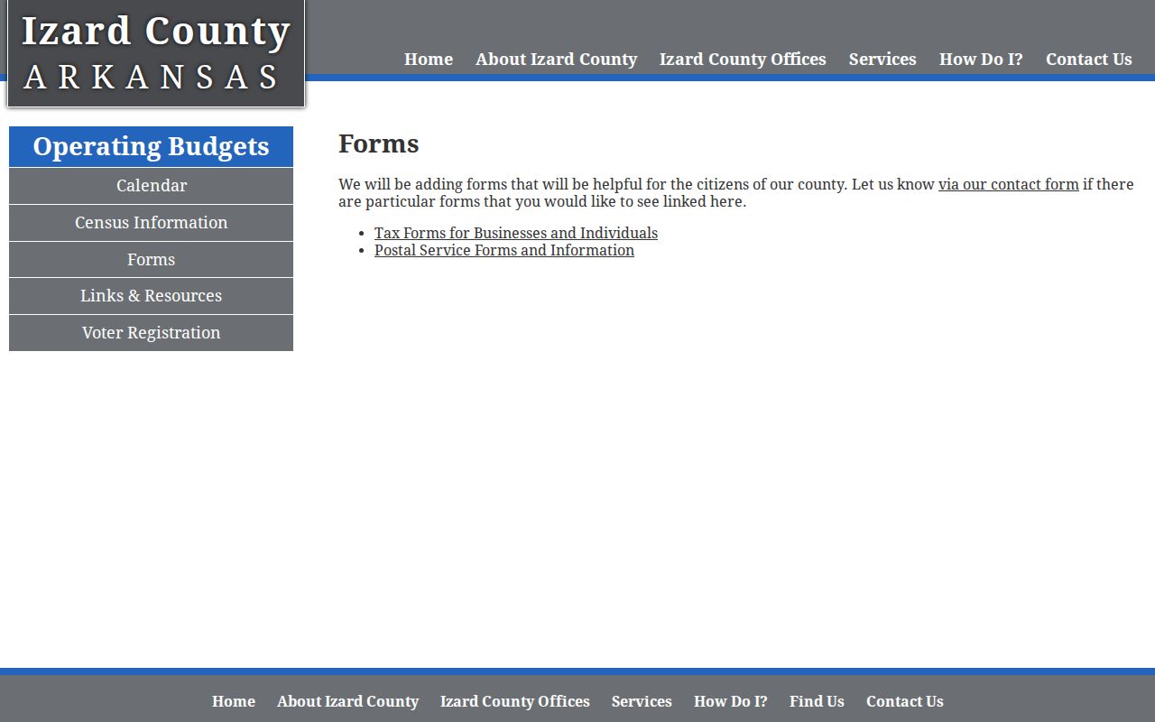 Izard County traffic court records official county forms page