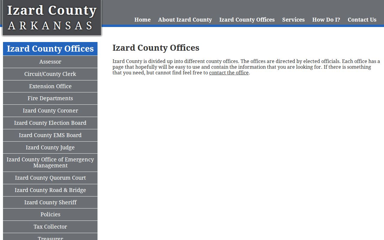 Izard County office index for Melbourne court records