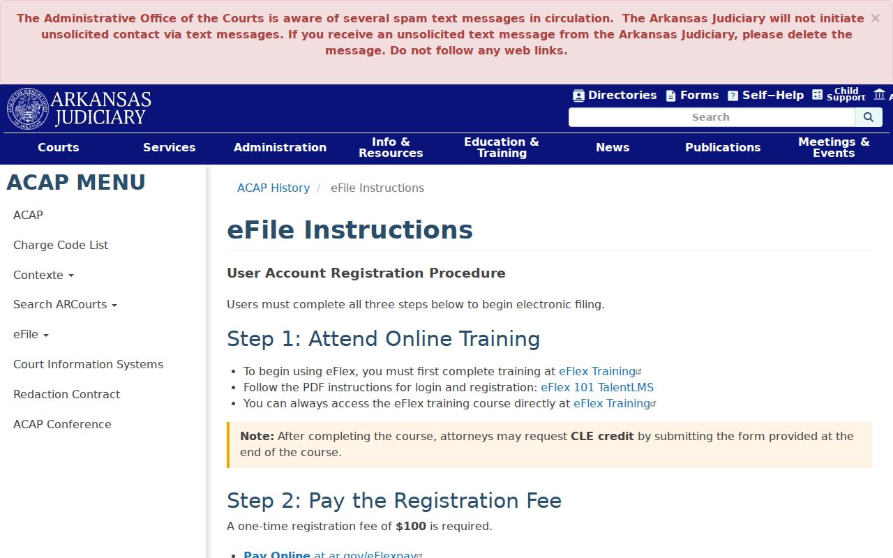 Mount Pleasant court docket current Arkansas eFlex registration instructions